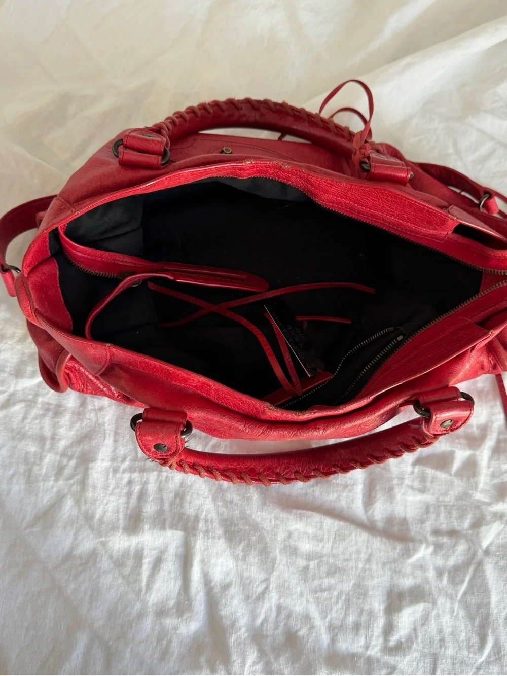 Vintage Red Balenciaga Lambskin Classic City Bag - Picture 9 of 13